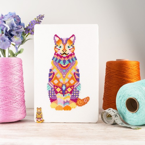 Kit punto croce gatto mandala - croce,